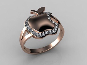 ring apple jewelry gem fashion platinum gold silver printable diamant diamond brilliant sterling prototyping beauty brillant rings 3d print model - Mito3D