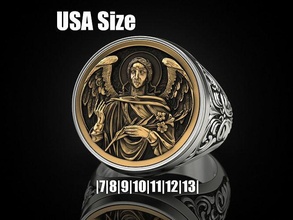 ring archangel gabriel print 3dprinted jewellery printable rings design jewel golden fashion printabl printing gold prototyping silver blackening texture jewelry 3d print model - Mito3D