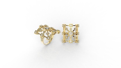 bague art déco bijoux les anneaux joyau avec diamants 3d artdeco rubi de l'impression le prototypage modèle mode beauté d'argent imprimable 3d print model - Mito3D