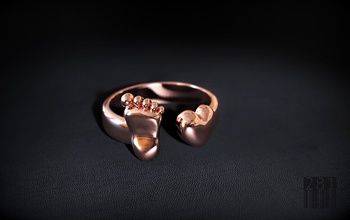 anillo de bebé pie del corazón la joyería moda las mujeres lujo diseño cera imprimible estilo joya los anillos 3d print model - Mito3D