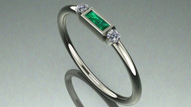 anillo baget piedras apilable imprimible moda joyería oro plata joya anillos 3d print model - Mito3D