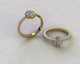 anel bagueta 50 argolas joalheria prata ouro diamante jóias casamento noivado esterlina gema jóia imprimível platina moda beleza prototipagem roupa solitário colar 3d print model - Mito3D