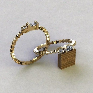Ring Baguette 58 Ringe Schmuck Gold druckbar Silber Diamant Mode Halskette Hochzeit Juwel 3d print model - Mito3D