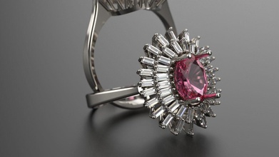 anello baguette ovale modello 3d di stampa gioielli al forno brillante codina diamant diamante doppio artiglio l'eternità gemma metà gioiello diamanti la panetteria prodotto da evidenziare anelli 3d print model - Mito3D