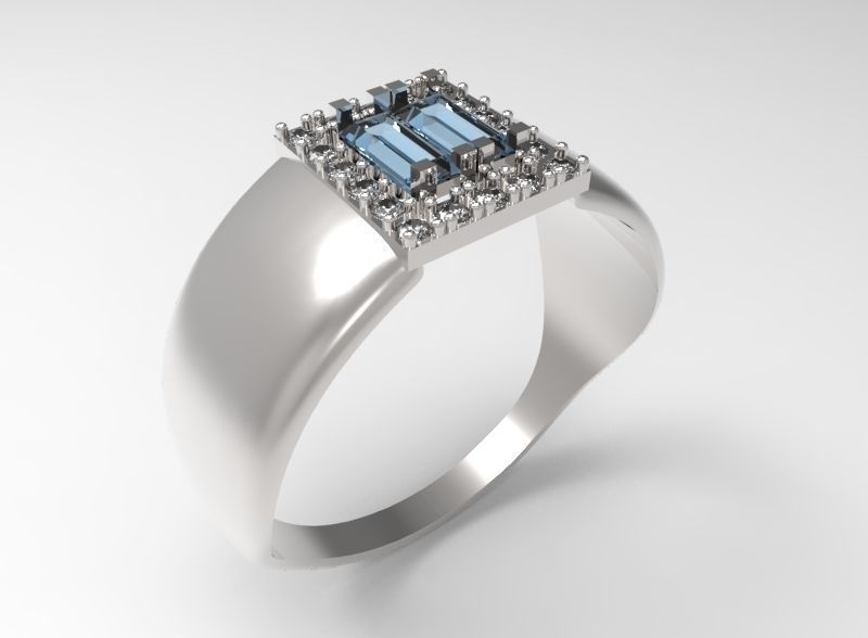ring baguette stl jewelry jewel gem precious diamond platinum gemstone sapphire ruby gems brilliant gold topaz lapidary rings 3D print model - Mito3D