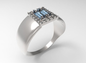 anel de baguette stl jóias jóia gem precioso diamante platina pedra preciosa safira ruby gemas brilhantes ouro topázio lapidação baguete anéis 3d print model - Mito3D