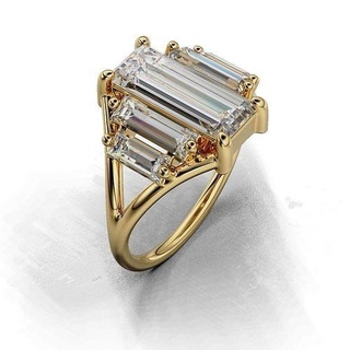 squillare baguette gioielleria anelli nozze Fidanzamento gruppo musicale diamante solitario argento gioiello brillante gemma moda fascia diserbo womenring 3d print model - Mito3D