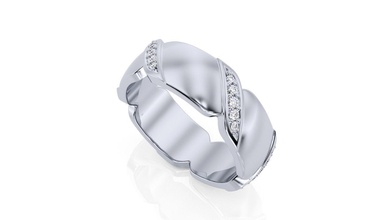 anel de banda r ba 0011 jóias brilhantes pingente eua o canadá a europa engajamento casamento 14k design moda prata ouro jóia curvas clássico brinco printable anéis 3d print model - Mito3D