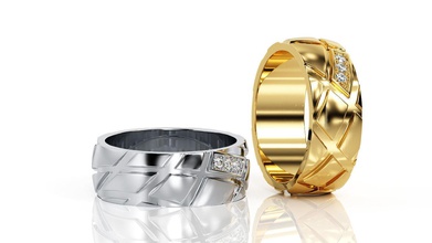 anel de banda r ba 0028 jóias brilhantes pingente eua o canadá a europa engajamento casamento 14k design moda prata ouro jóia curvas brinco printable anéis 3d print model - Mito3D