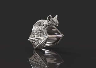anello di bat gioielli moda stampabile la sterlina argento stampa disco platino d'oro diamanti dito originale anelli oro vintag gioiello 3d print model - Mito3D