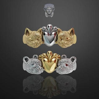 ring bear cat love wedding baer gold jewelry silver rings heart 3d print model - Mito3D