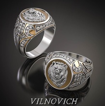 bague baissier sourire bijoux l'ours grizzly or de l'anneau gem d'argent les anneaux 3d print model - Mito3D