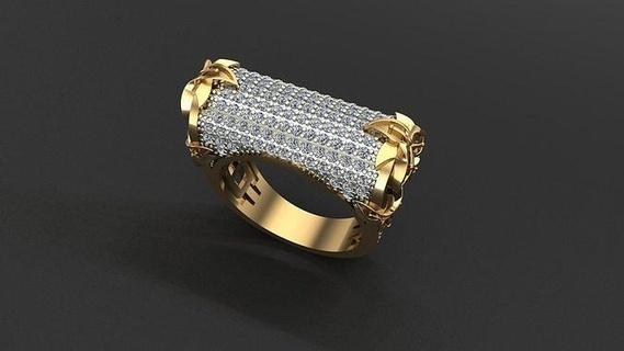 bague beau feuilles bijoux anneaux or imprimable diamant gemme brillant luxe mariage bijou argent lancer impression 3d print model - Mito3D