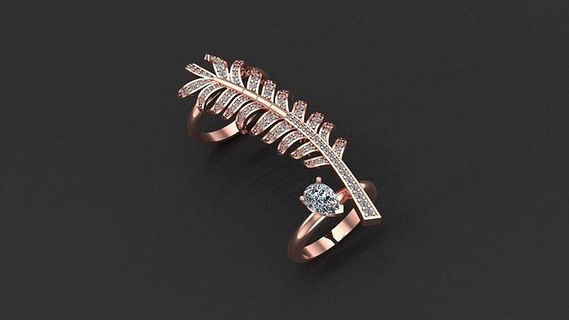 ring beutiful plume de chanel gold diamond briliant gemstone pearl white rose jewelry rings 3d print model - Mito3D