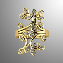 ring bi 13 schmuck gold druckbar ringe ungewöhnlich mode blume 3d diamant modern zubehörteil wertvoll silber juwel 3d print model - Mito3D
