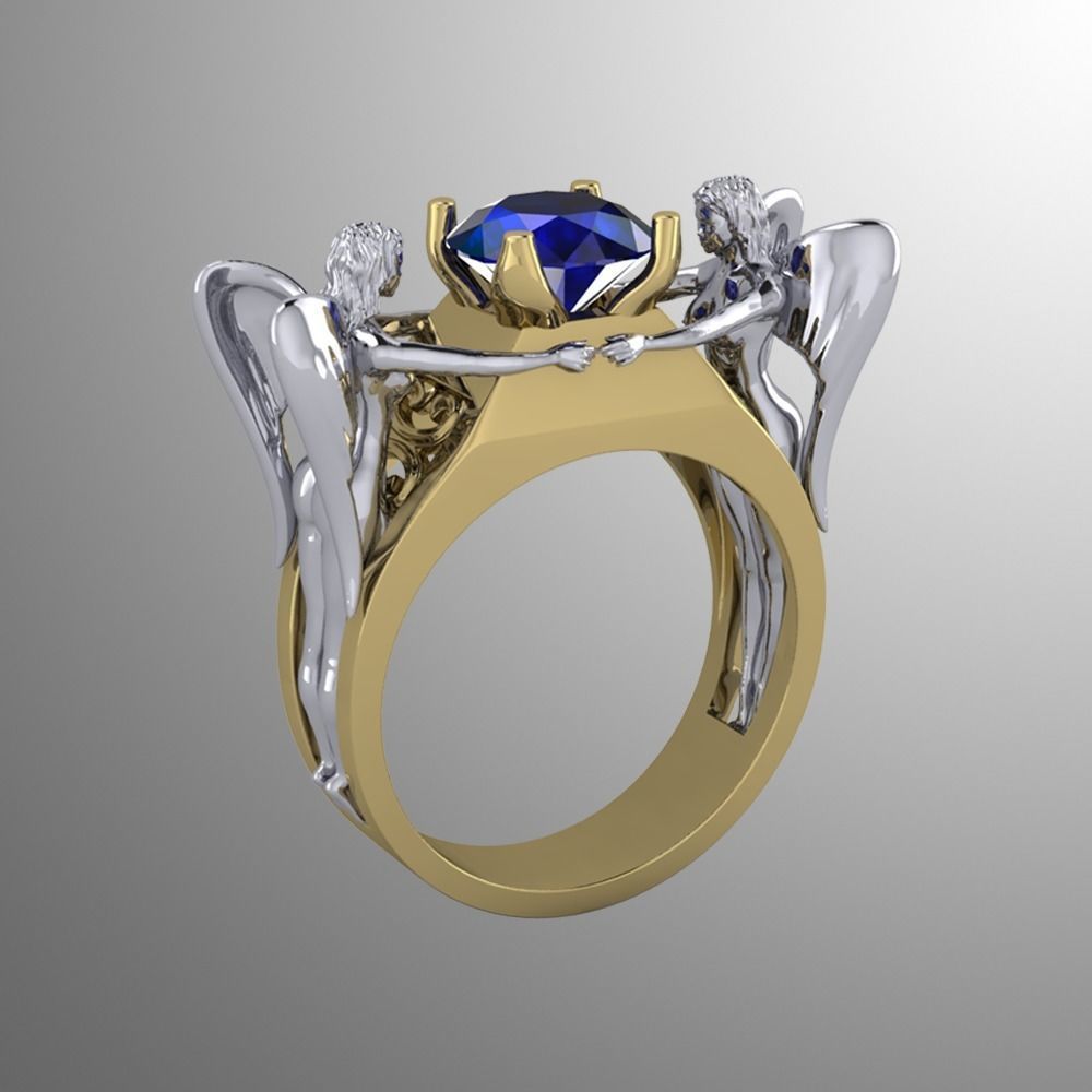 ring bi 17 jewelry gold gem engagement precious accessory printable silver brilliant jewel diamond fashion angel rings 3D print model - Mito3D