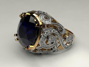 anel grande jóia jóias 3dprinted o design a moda de ouro outros imprimir printable anéis pedra printabl impressão prototipagem prata 3d print model - Mito3D