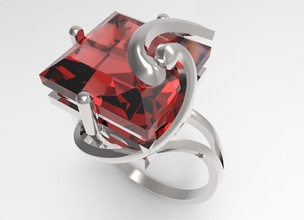 ring big red square stone stl jewelry rings jewel precious gem diamond engagement wedding gold gemstone ruby platinum diamant brilliant gems 3d print model - Mito3D