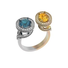 ring big stones jewelry gem gold silver diamond engagement jewel white fashion engagem jewellery wedding rings 3d print model - Mito3D