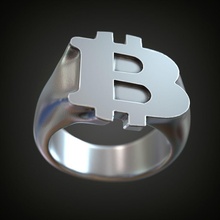 ring bitcoin crypto currency signet signetring etherium coin printable trade binance mask silver sterling oxydized jewelry rings 3d print model - Mito3D
