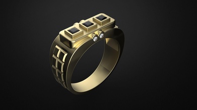anillo negro piedras joyería joya plata oro anillos diamante gemas Roca 3d print model - Mito3D
