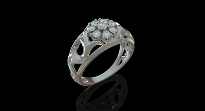 ring blackthorn jewelry white bramble thorn crown gold silver diamonds diamond yellow flower jeweler rings 3d print model - Mito3D