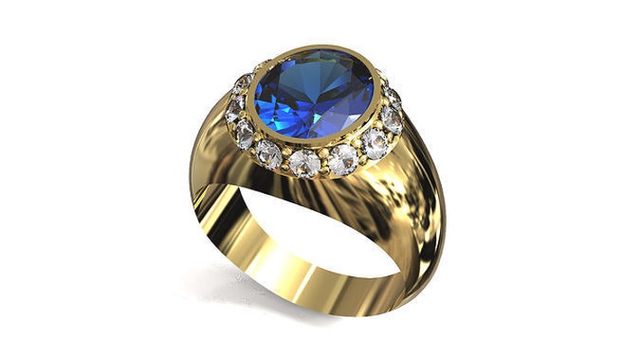 ring blue gem jewelry precious shining luxury engagement gold silver printable brilliant sterling platinum sapphire diamond tiffany rings 3d print model - Mito3D