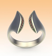anillo azul líneas estilo gemas oro plata Moda gemelo ligero elegante lujo imprimible brillante joyería joya anillos 3d print model - Mito3D