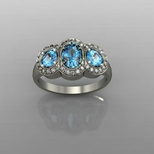 bague topaze bleue bijoux gem pendentif de l'engagement d'argent or brillant joyau en diamant le platine les anneaux 3d print model - Mito3D