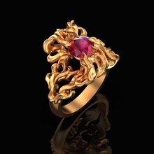 anillo hoguera joyería joya oro Moda brillante rubí fuego anillos 3d print model - Mito3D