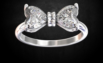 anello fiocco cuore 230 gioielli 3dprinted il design moda oro d'oro gioiello di stampa printabl stampabile la prototipazione anelli argento prua i cuori 3d print model - Mito3D