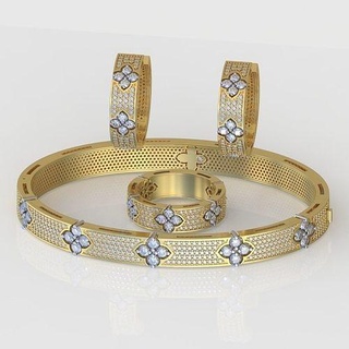 squillare braccialetto orecchino impostato 3d stampabile modello 0110 gioielleria gioiello pendente ciondoli lusso anelli orecchini collana nozze diamante oro platino argento braccialetti 3d print model - Mito3D