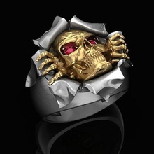 yüzük son Dakika kafatası takı mücevher elmas moda yazdırılabilir gümüş yüzükler 3d print model - Mito3D
