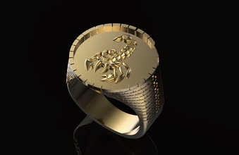 ring brick wall jewelry jewellery sign scorpio printable cnc cncmachining 3d gold silver precious fashion beauty zodiac rings 3d print model - Mito3D