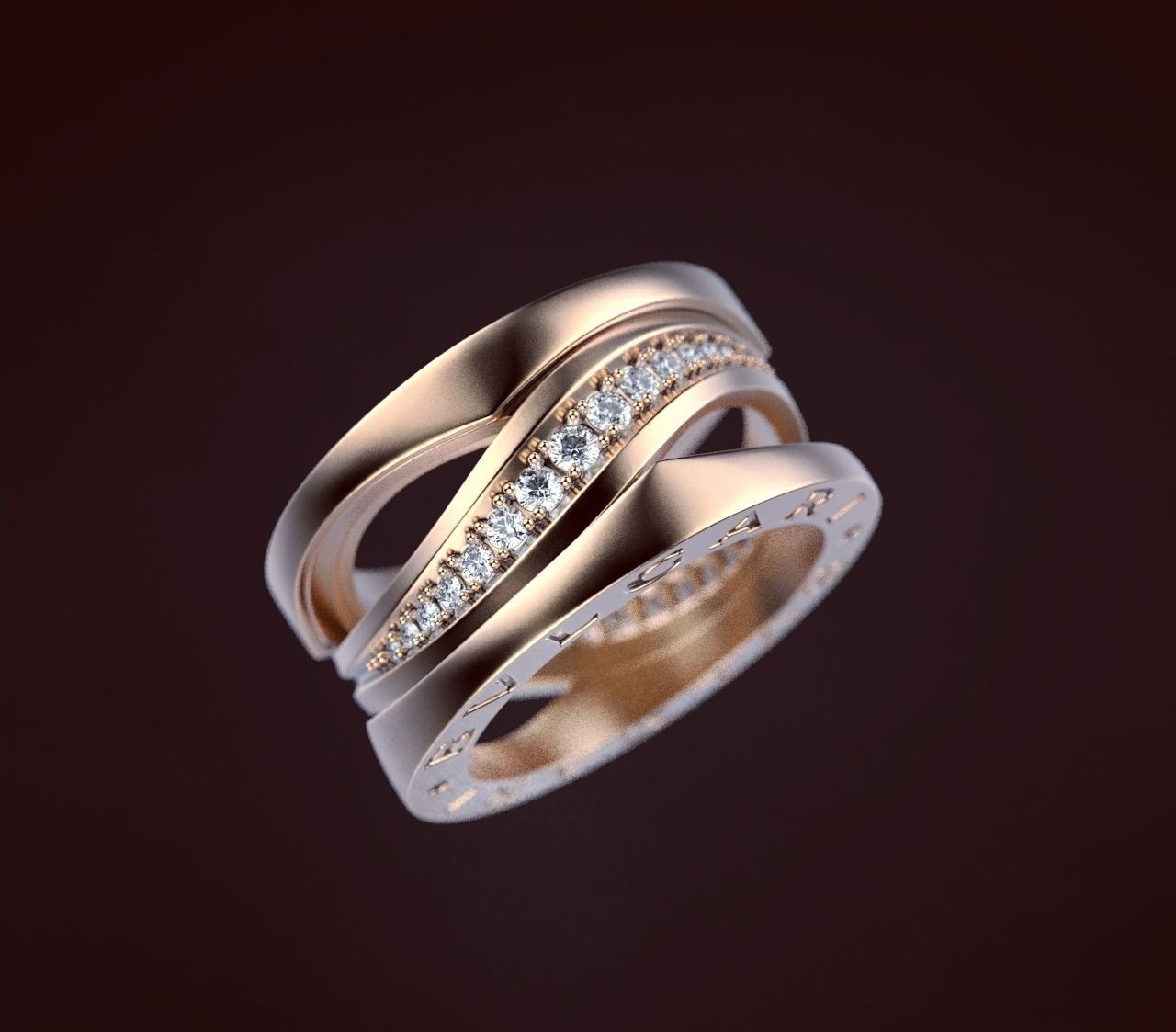 squillare bu brend oro stampabile beta fortuna Stampa stampa gioielleria anelli 3D print model - Mito3D