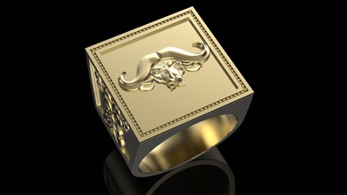 ring buffalo jewelry jewellery animal signs gold silver precious printable cncmachining cnc fashion beauty 3d rings 3d print model - Mito3D