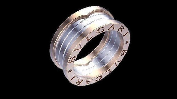 anillo bulgari acero vidriado reflexión blanco modelos joyería joya anillos plata 3d print model - Mito3D