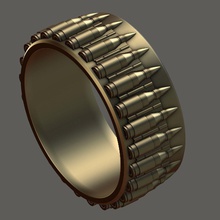 ring 3d yazıcı modeli kurşun takı yüzük kartuş kalashnik dekorasyon altın 3d print model - Mito3D