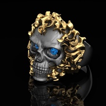 squillare of bruciando cranio gioielleria gioiello gemma sterlina stampabile argento fuoco anelli 3d print model - Mito3D