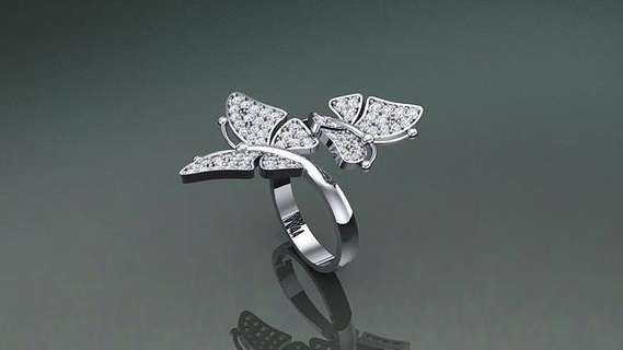 bague buterfly bijoux anneaux or imprimable diamant argent engagement bijou mariage gemme platine brillant pendentif pendentifs sterling mode 3d print model - Mito3D