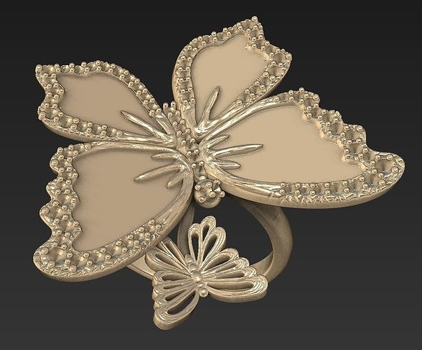 ring butterfly silver printable diamond sterling engagem invertebrate nature jewellery engagement jewelry rings 3D print model - Mito3D