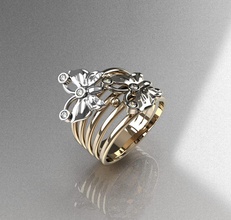 bague papillon bijoux de l'anneau or le diamant d'argent monarque caractère l'homme vêtements les anneaux en 3d print model - Mito3D