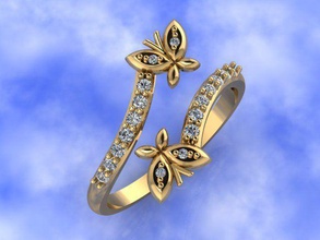 ring butterfly jewelry gold silver fashion woman luxury printable shining precious rings 3d print model - Mito3D