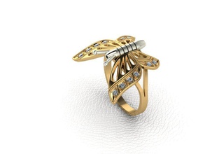bague papillon 2 bijoux de l'anneau or d'argent le en diamant mouche imprimable la nature gem les invertébrés engagem l'engagement cad d'oiseaux anneaux 3d print model - Mito3D