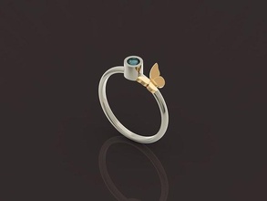 ring butterfly stone gold engagement jewelry silver jewel gem brilliant diamond 3d modeling creative design cam cad rendering animation rings 3d print model - Mito3D
