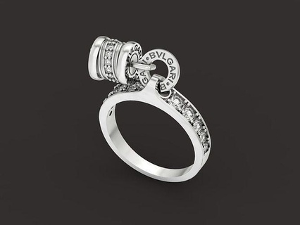 anillo bvlgari 1 joyería joya oro lujo compromiso diamante elegante elemento encanto banda zero1 piedras modelado diseño bulgari anillos 3d print model - Mito3D