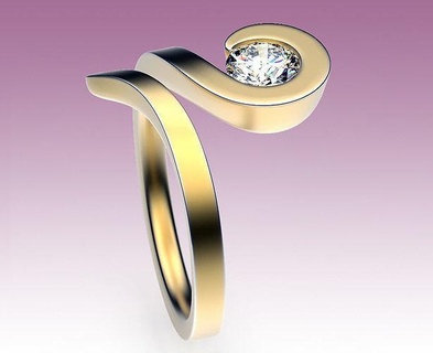 anillo caligrafía antiguo Clásico clásico gemas oro plata compromiso retro hermoso lujo Moda estilo ligero solitario Rizado curvo libra esterlina diamante joyería joya anillos 3d print model - Mito3D