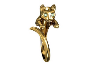 ring cat jewelry jewellerychallenge jewel diamond gold gem rings diamonds 3d print model - Mito3D