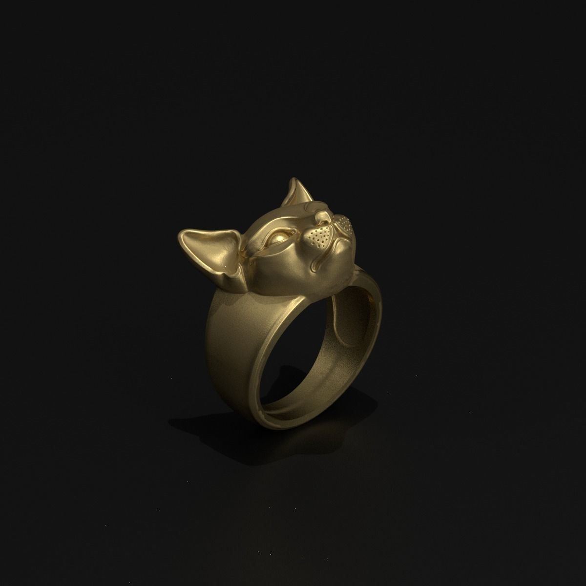 ring cat kitty eye animal sculpture printing printable jewelry silver head sterling gold prototyping other rings 3D print model - Mito3D