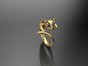 ring-Katze Schmuck Juwel ring diamond engagement gem Platin gold Silber cat brillant Ringe 3d print model - Mito3D